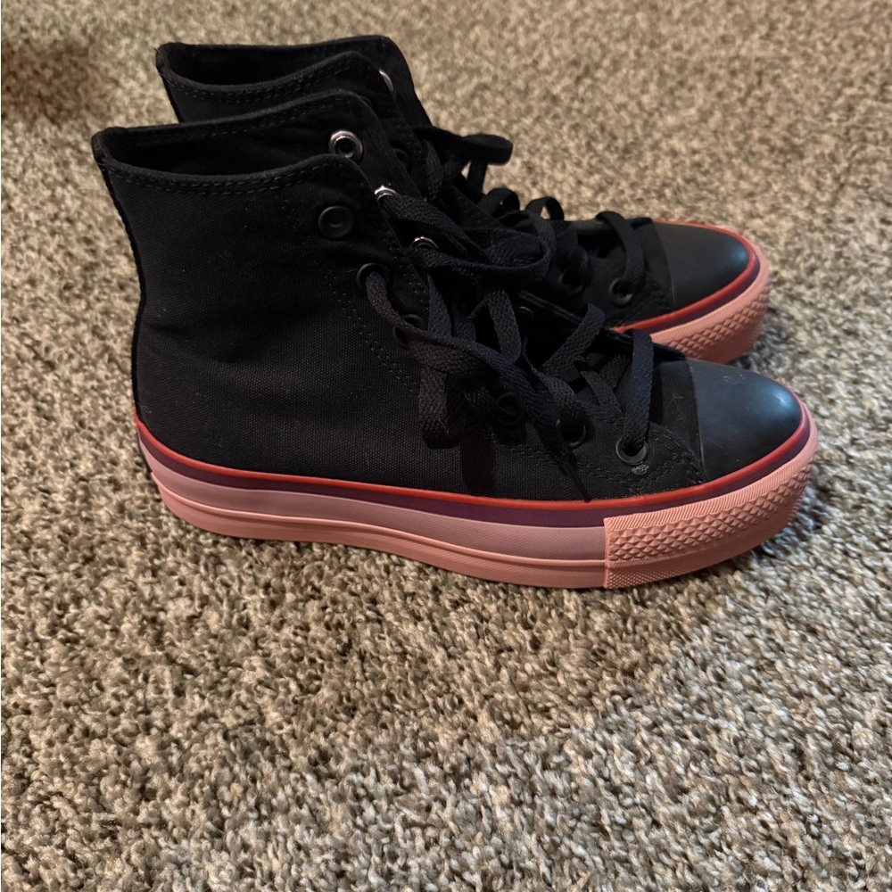 Converse Black and Pink High-Top Sneakers